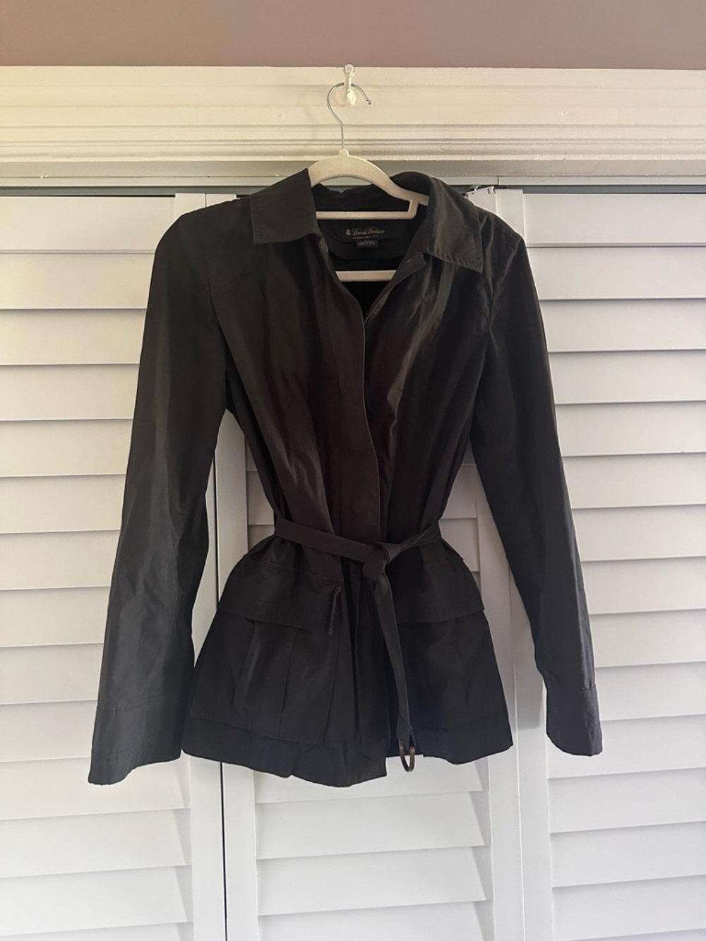 Brooks Brothers Charcoal Gray Belted Trench Jacket
